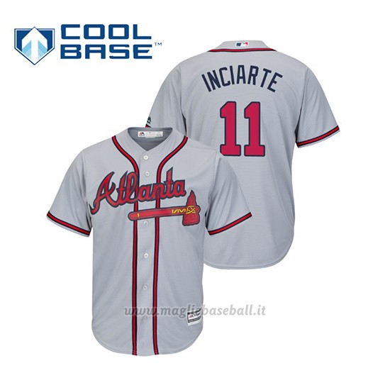 Maglia Baseball Uomo Atlanta Braves Ender Inciarte Cool Base Majestic Road 2019 Grigio